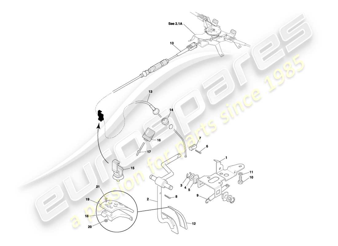 aston martin db7 vantage (2004) pedal gear, accelerator rhd part diagram