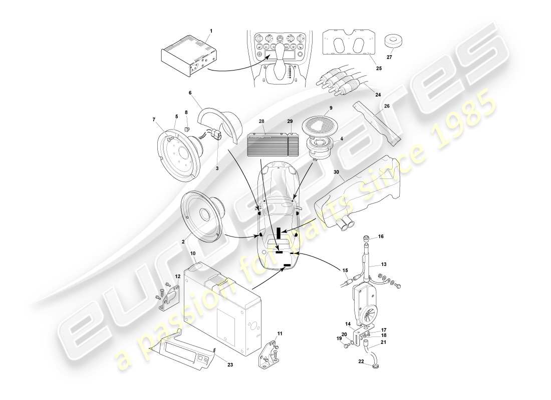 aston martin db7 vantage (2004) in car entertainment part diagram