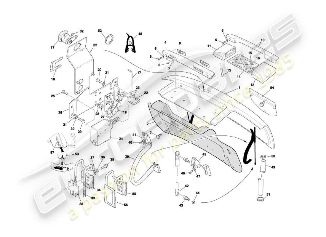 aston martin db7 vantage (2004) trunk lid part diagram