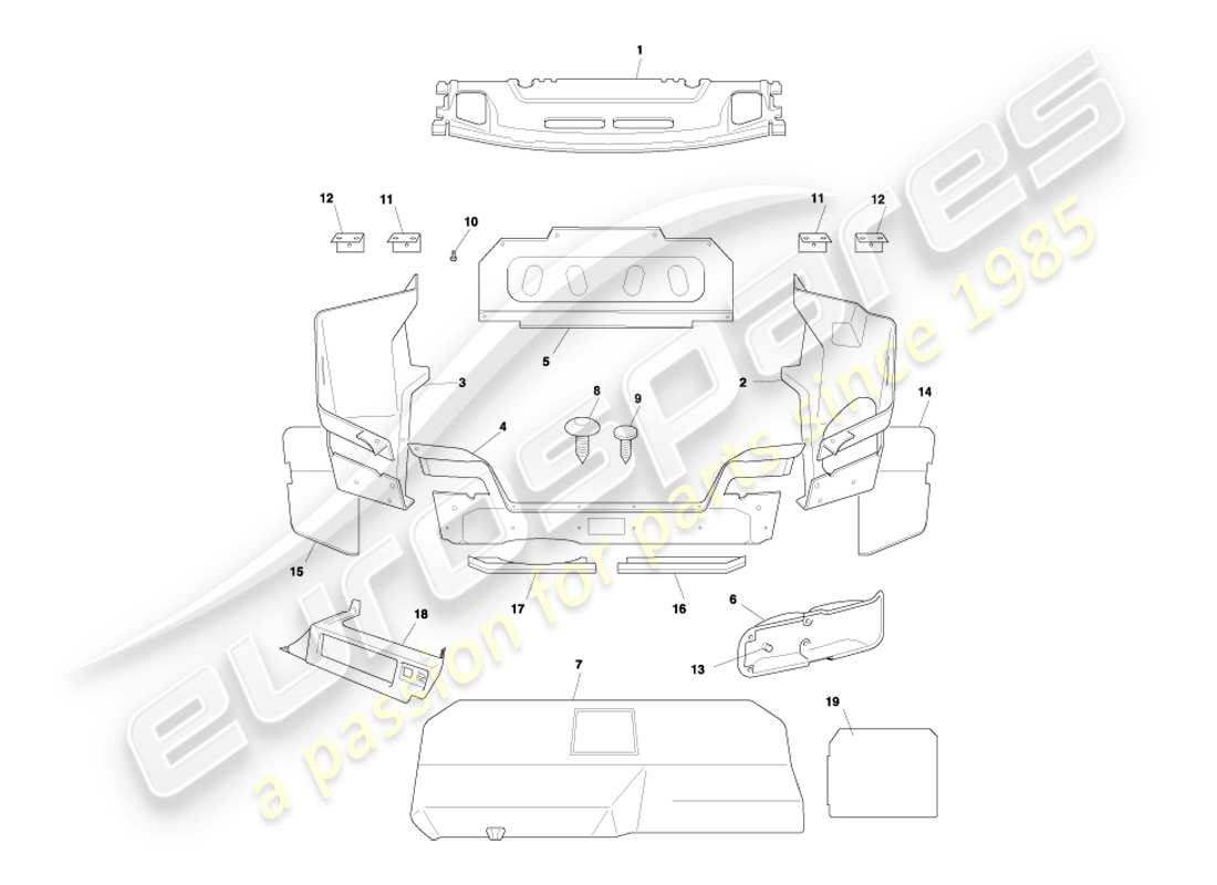 aston martin db7 vantage (2004) coupe trunk casing & mats part diagram