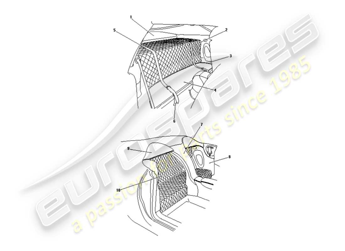 aston martin db7 vantage (2004) zagato & dbar1 rear trim part diagram