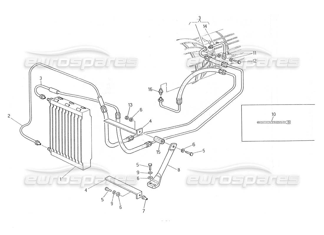 maserati 228 oil radiator for automatic trans. (4 hp) part diagram