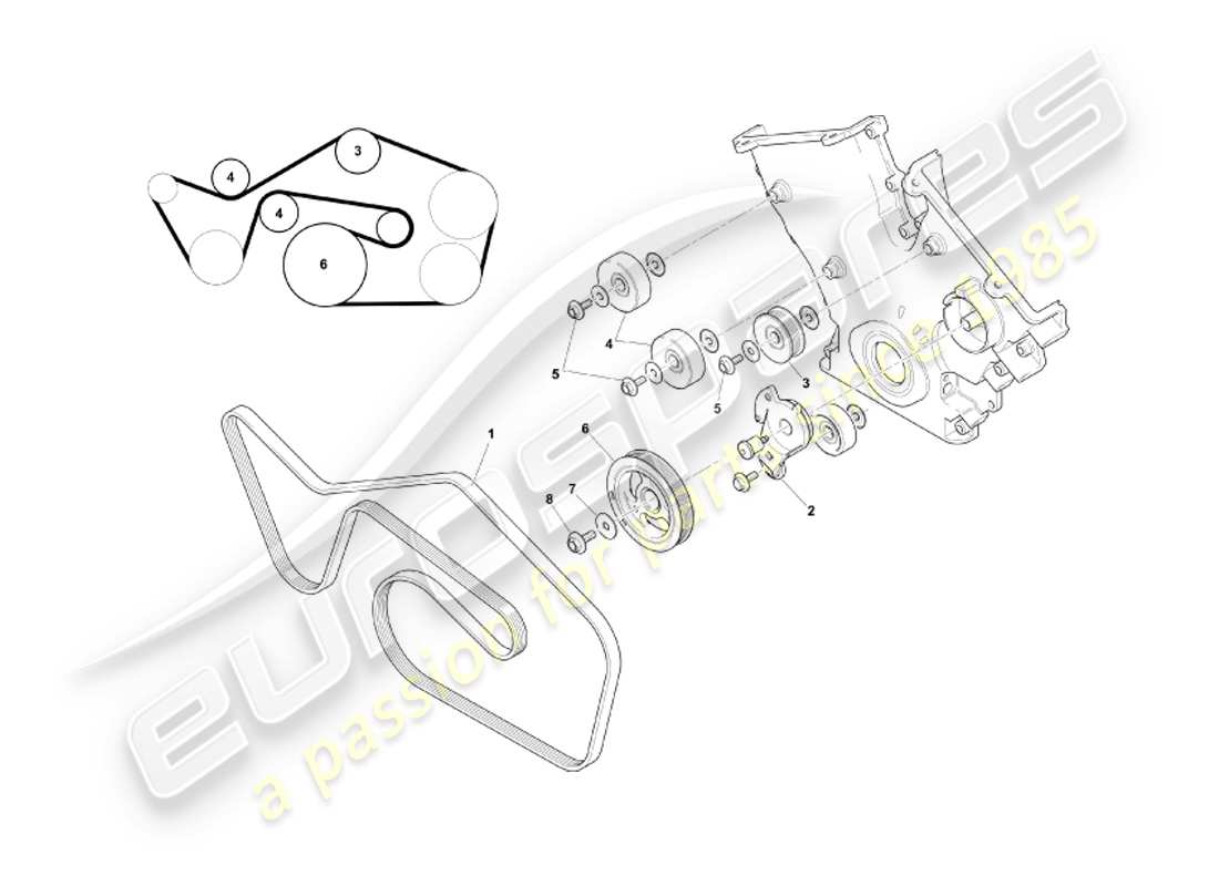 aston martin db7 vantage (2004) belts & chains part diagram