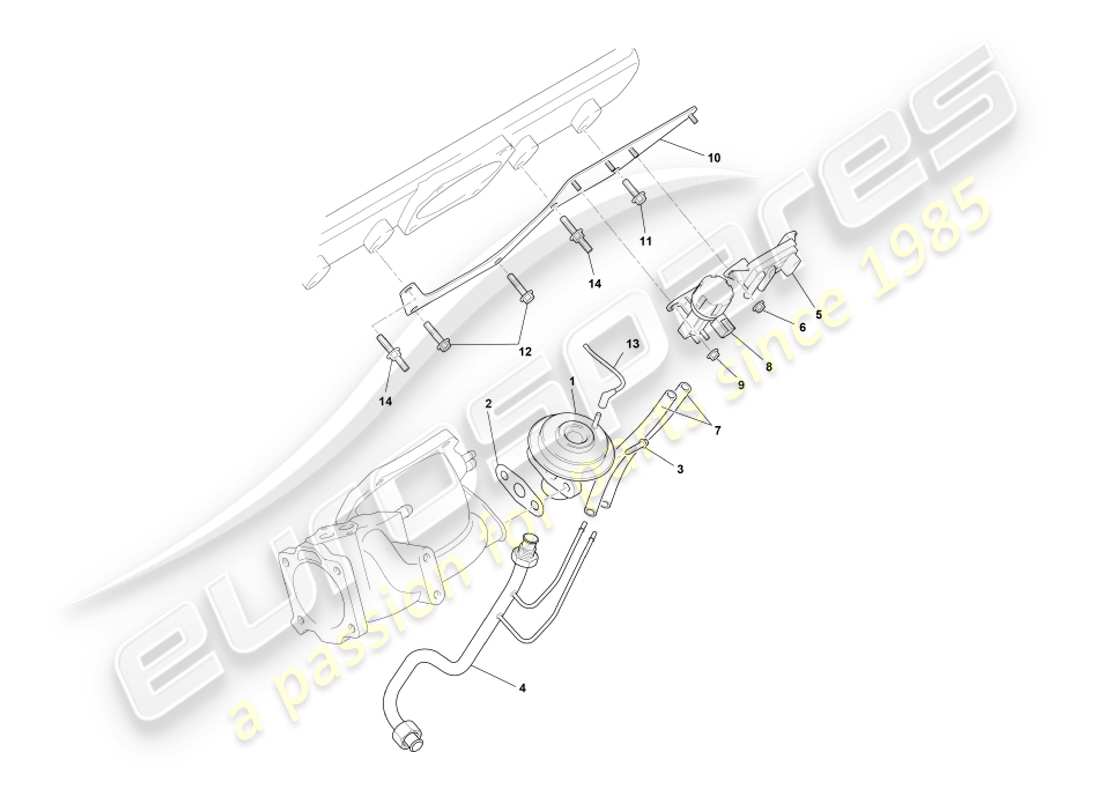 aston martin db7 vantage (2004) egr, dpfe & evr systems part diagram