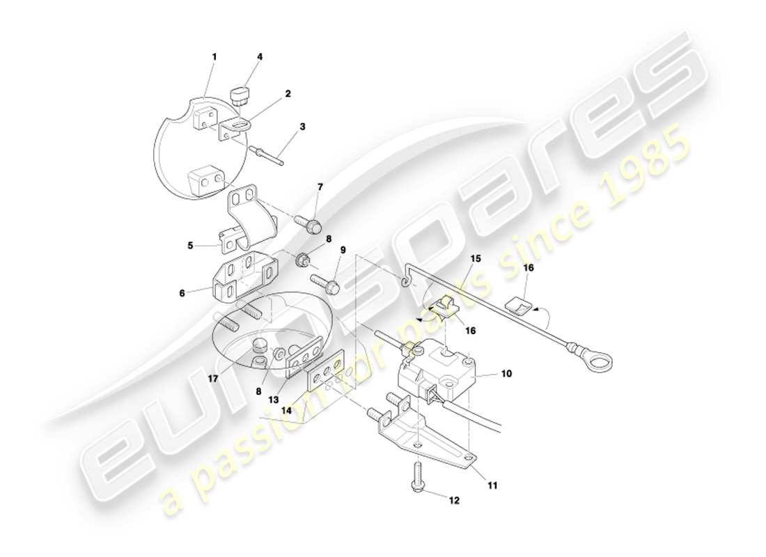 aston martin db7 vantage (2004) fuel flap mechanism part diagram