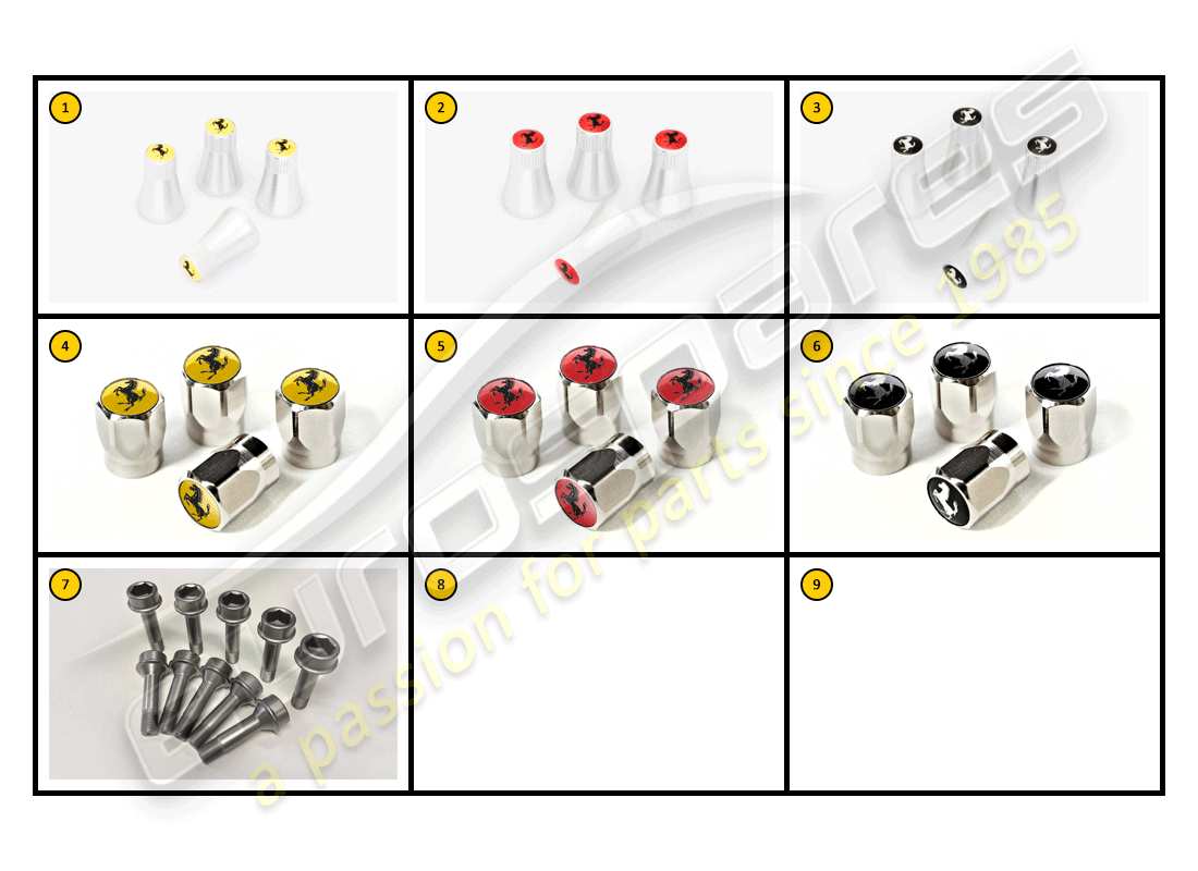 ferrari f430 coupe (accessories) exterior - valve caps part diagram