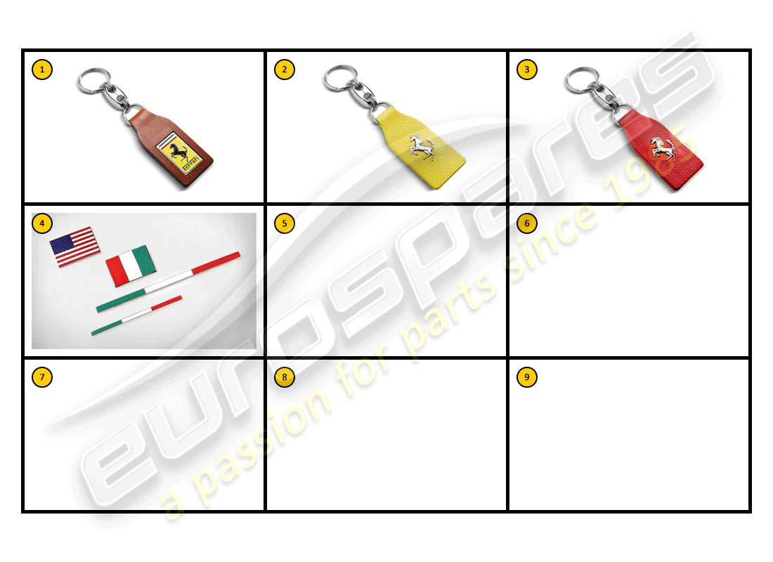 ferrari ff (accessories) badges and keyrings part diagram