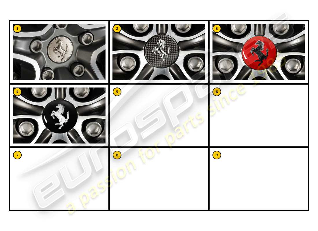 ferrari f430 coupe (accessories) exterior - wheel caps part diagram