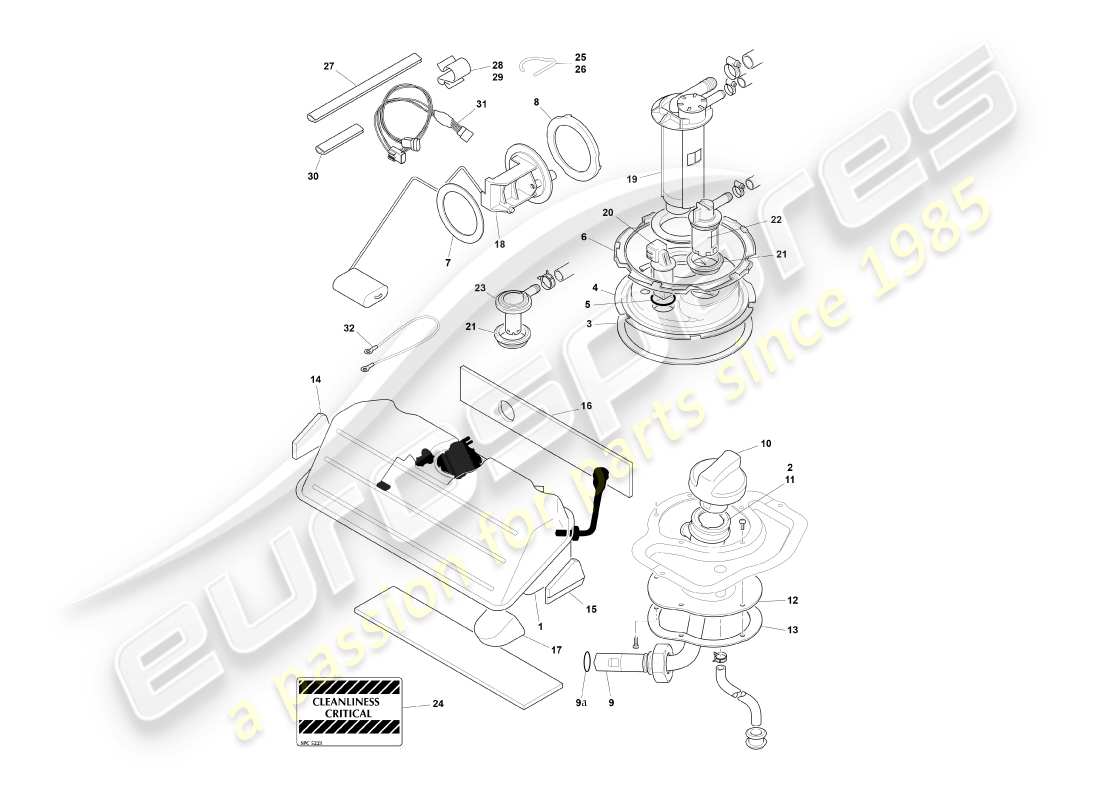 aston martin db7 vantage (2004) fuel tank, coupe part diagram