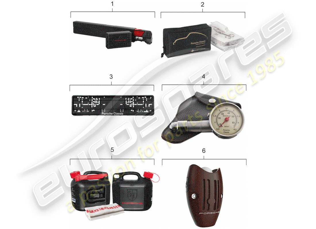 a part diagram from the porsche classic accessories (2002) parts catalogue