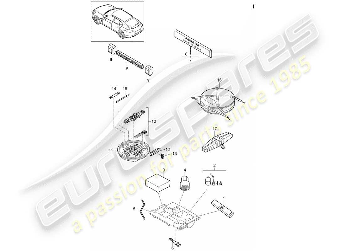 porsche panamera 970 (2011) tool part diagram