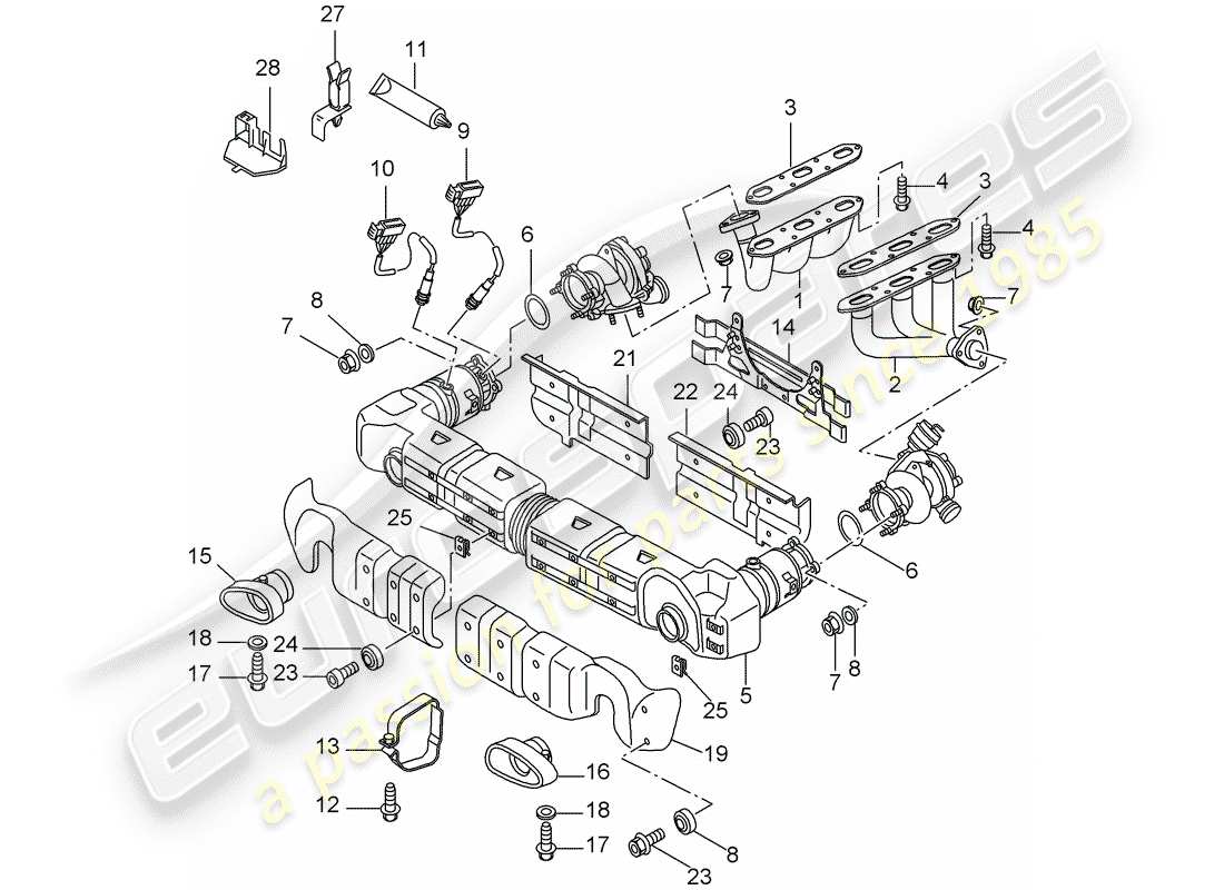 a part diagram from the porsche 996 t/gt2 (2002) parts catalogue