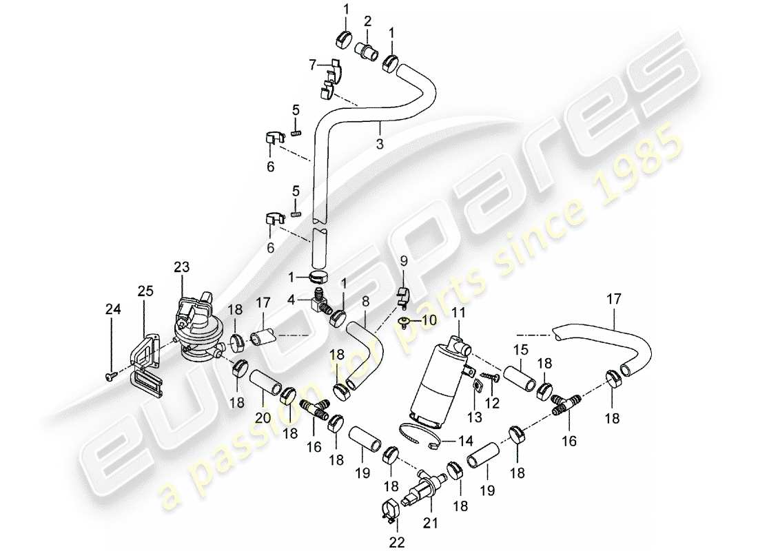 porsche carrera gt (2006) evaporative emission canister - air cleaner part diagram