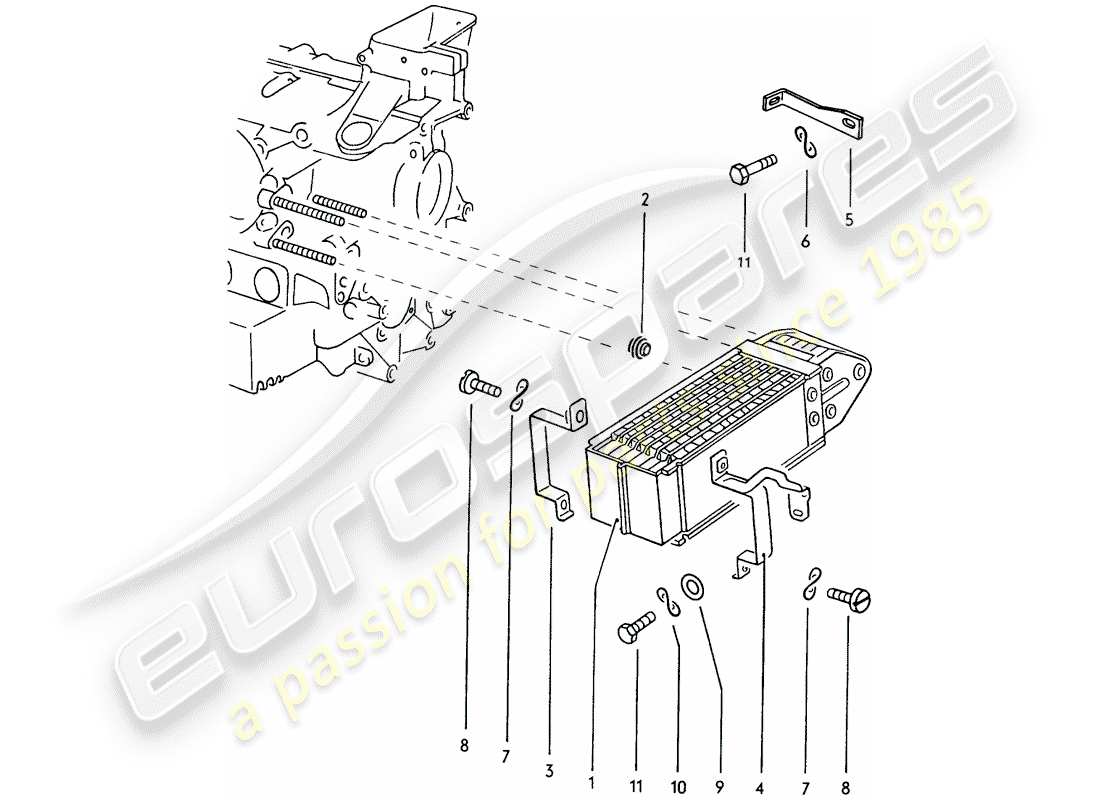 porsche 914 (1972) engine lubrication - oil cooler part diagram