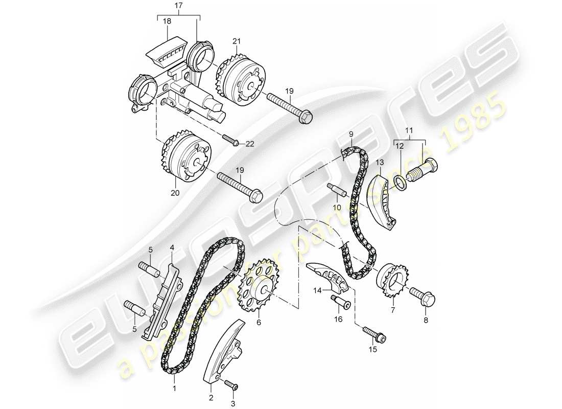 porsche cayenne (2004) timing chain part diagram