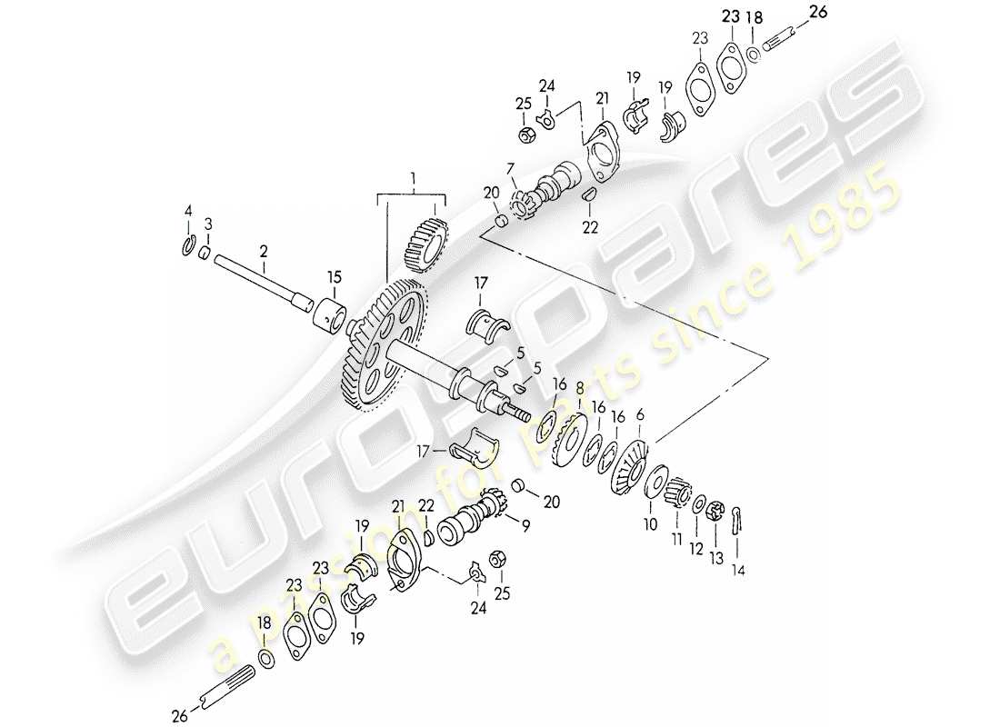 porsche 356/356a (1956) driving mechanism - for - valve control part diagram