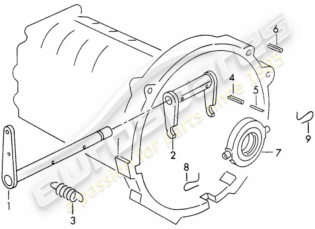 porsche 356/356a (1956) clutch release - g 25 001 >> part diagram