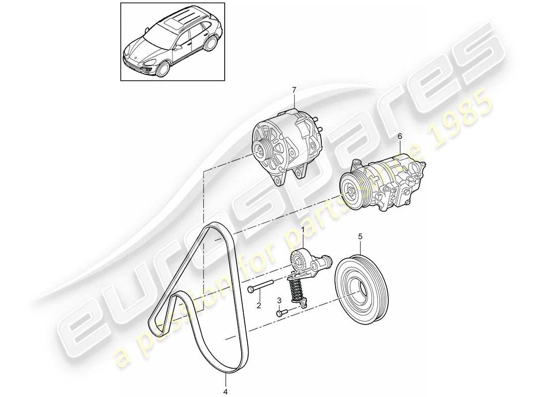 porsche cayenne e2 (2017) belt tensioner part diagram