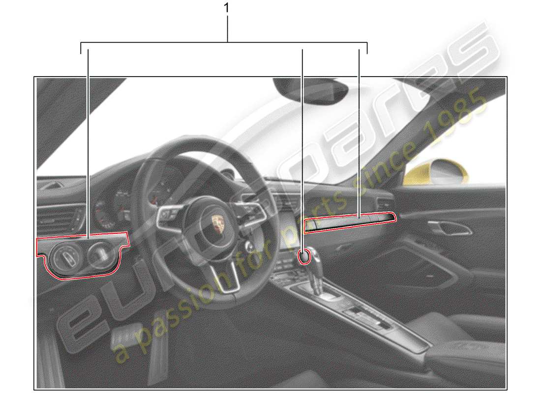 porsche tequipment 98x/99x (2020) installation kit part diagram