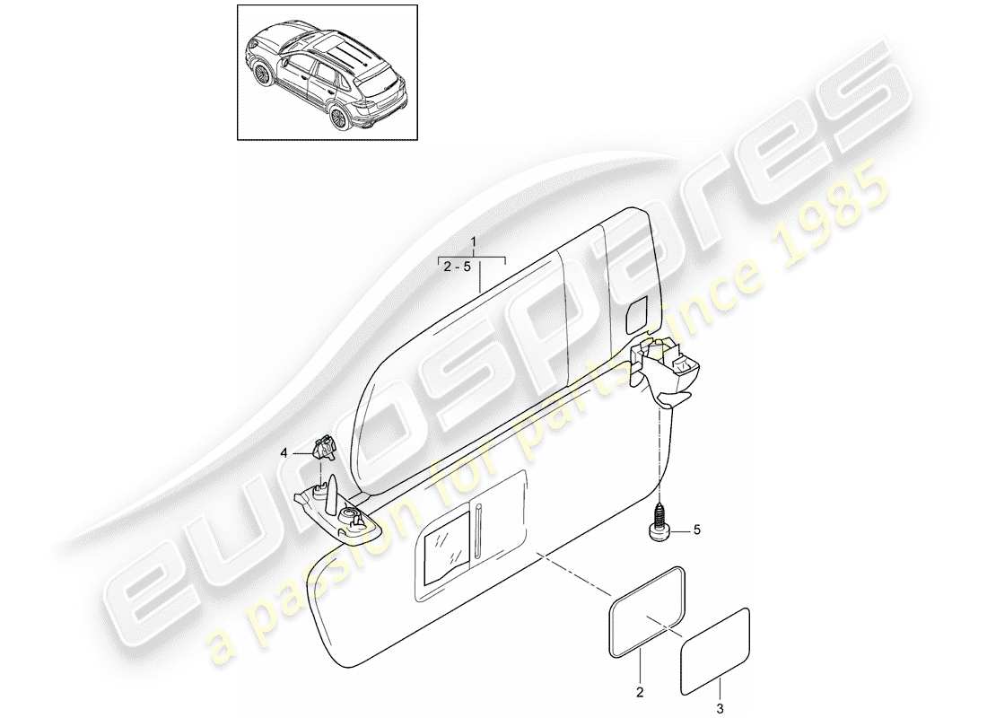 porsche cayenne e2 (2017) sun vizors part diagram