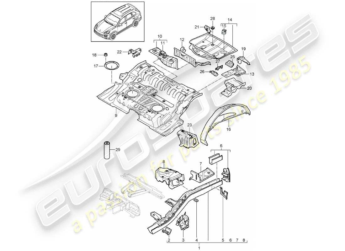 porsche cayenne e2 (2017) rear end part diagram