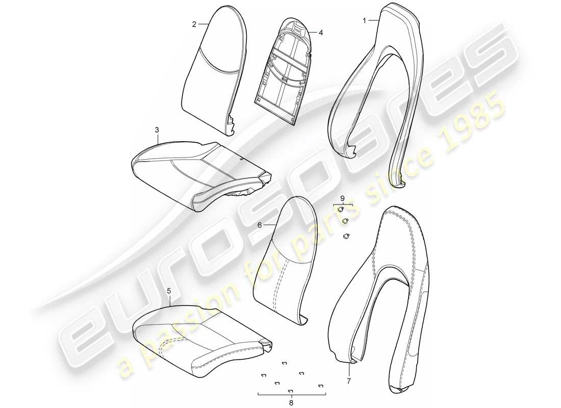 porsche cayman 987 (2008) foam part part diagram