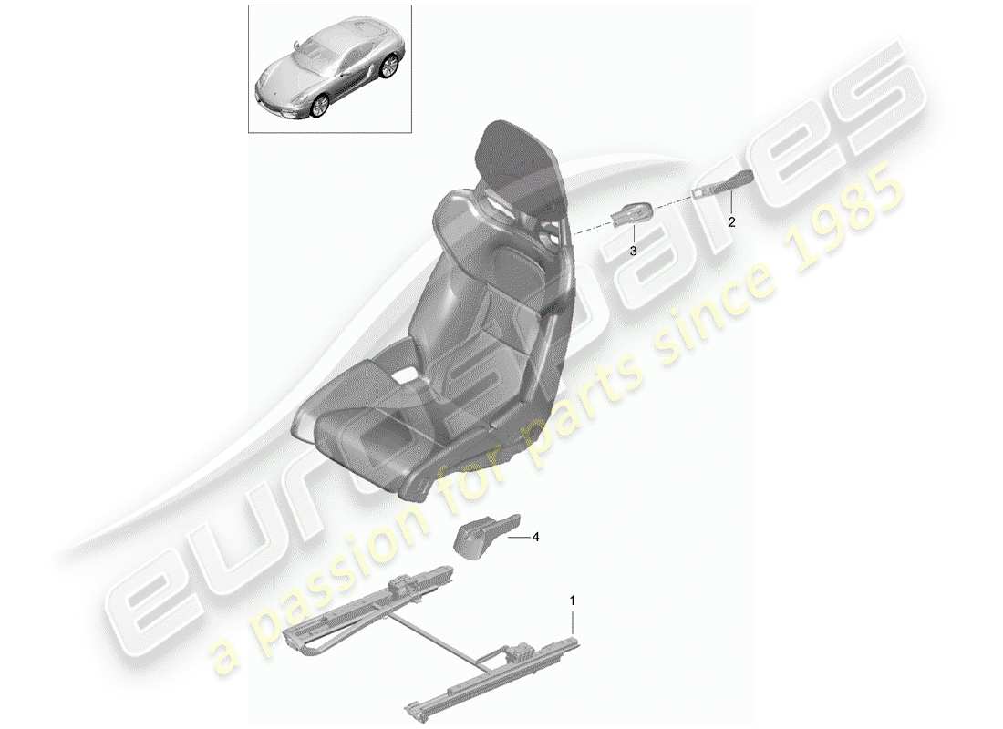 porsche cayman 981 (2015) seat part diagram