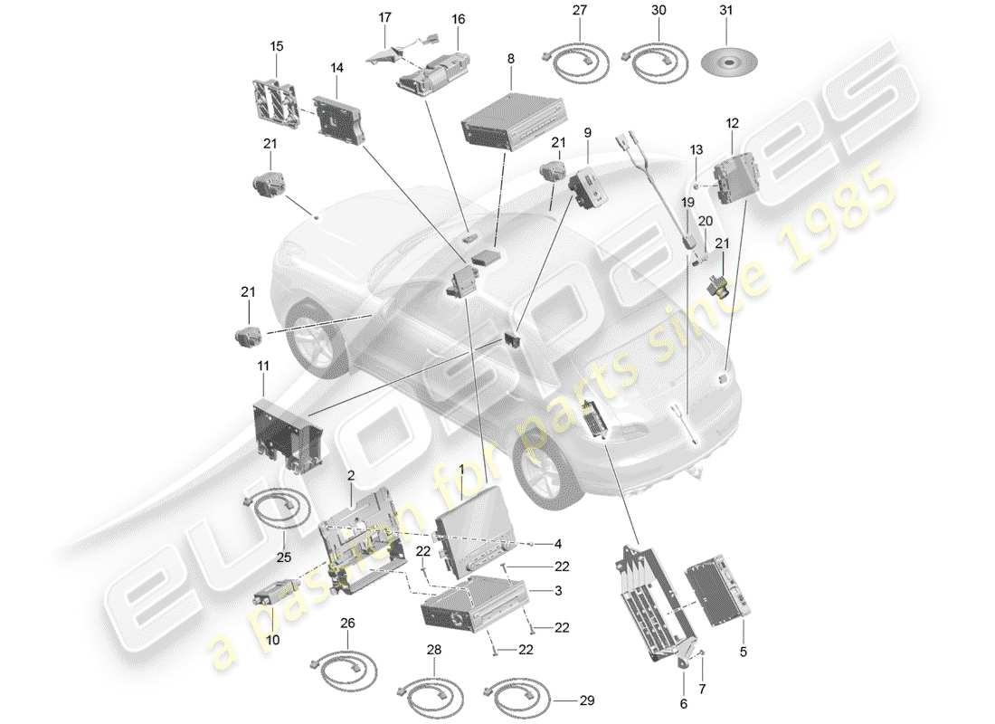 porsche macan (2018) display part diagram