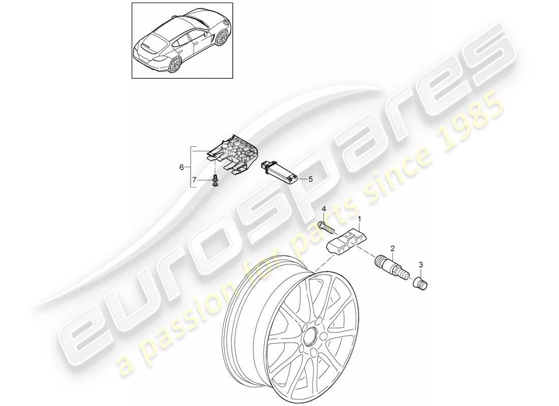 porsche panamera 970 (2010) tire pressure control system part diagram