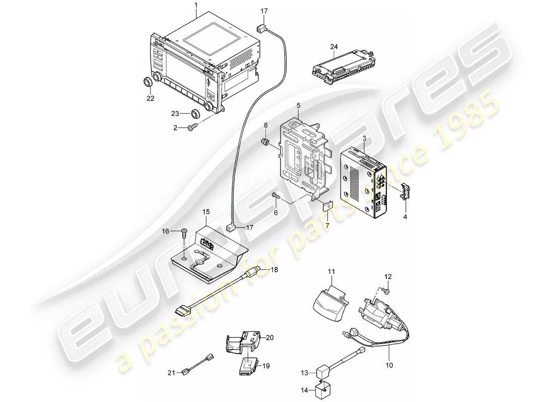 porsche cayenne (2010) radio unit part diagram