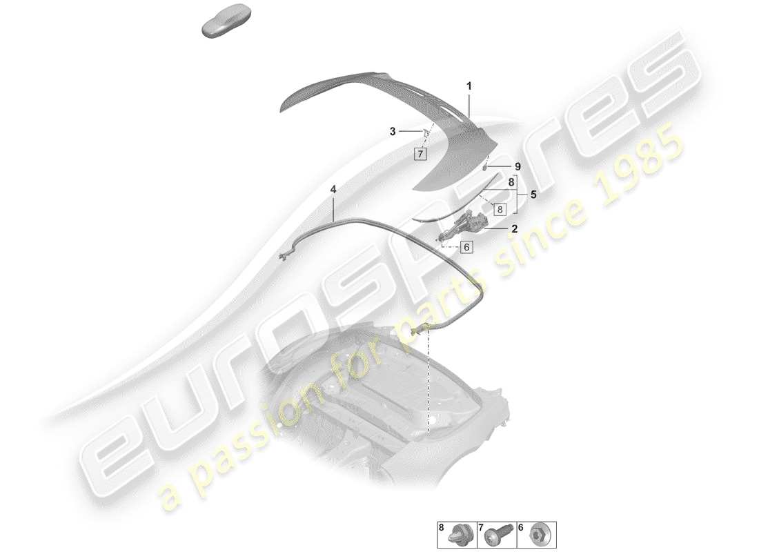 porsche 2019 cover for top stowage box part diagram