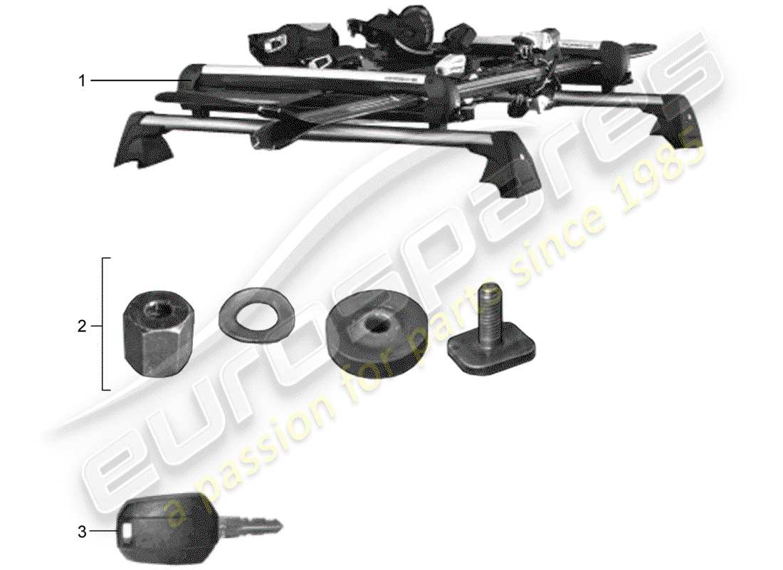 porsche tequipment 98x/99x (2020) ski holder part diagram