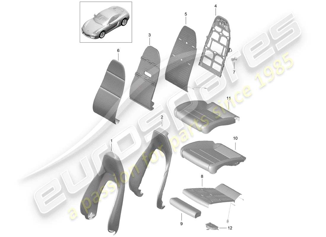 porsche cayman 981 (2014) foam part part diagram