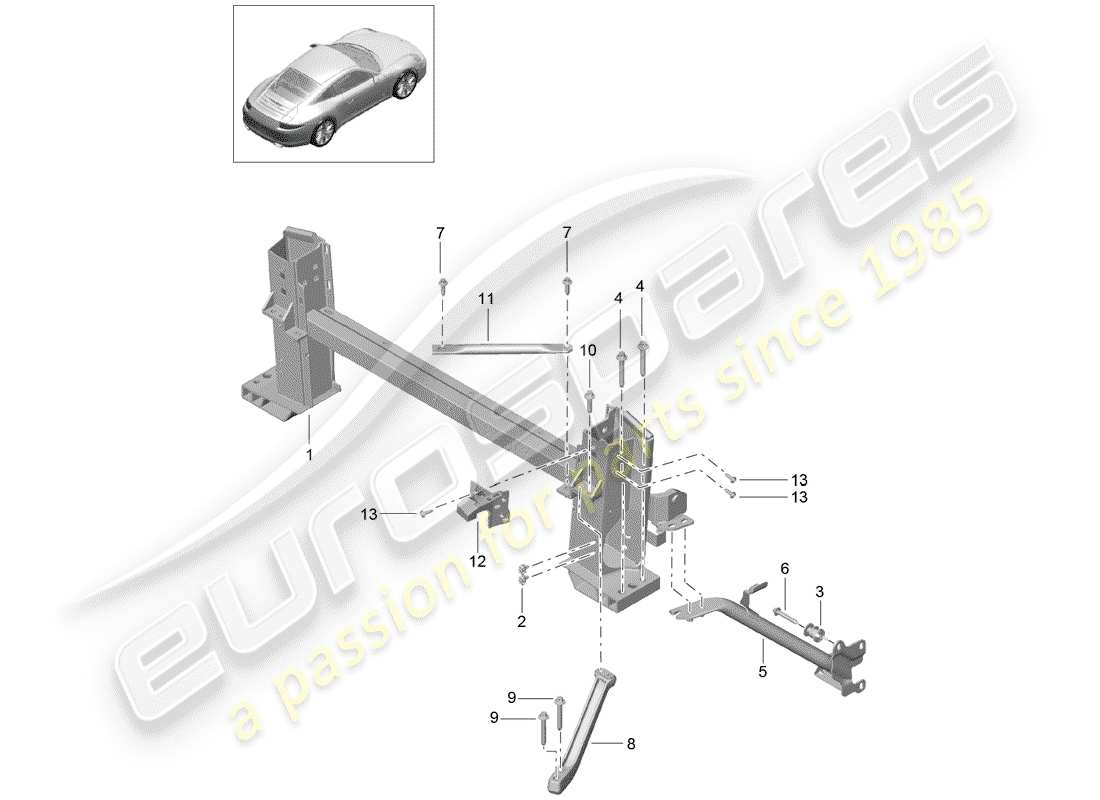 porsche 991 (2015) retaining frame part diagram