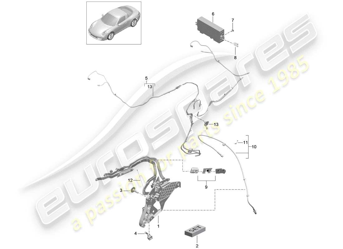 porsche 991 (2015) top frame part diagram