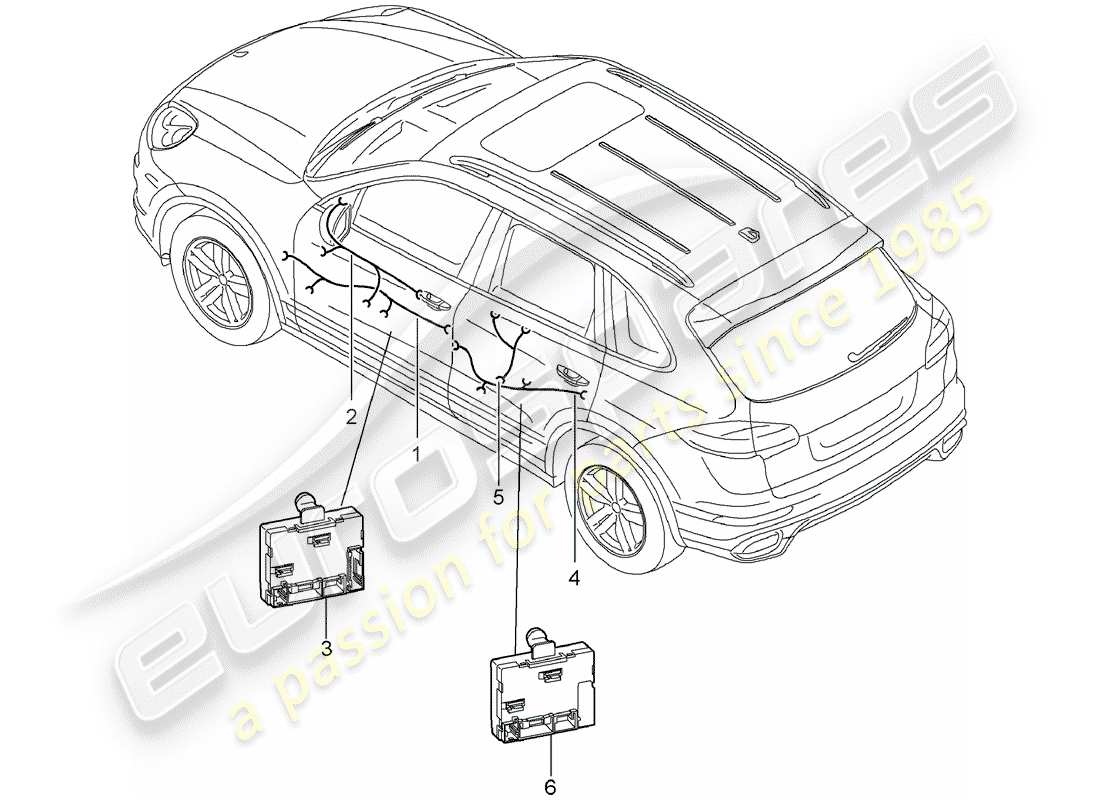 porsche cayenne e2 (2012) wiring harnesses part diagram