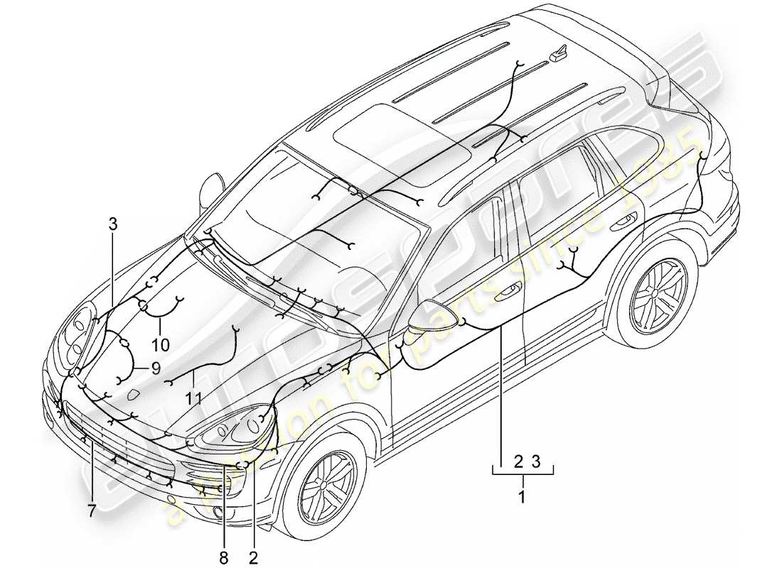 porsche cayenne e2 (2017) wiring harnesses part diagram