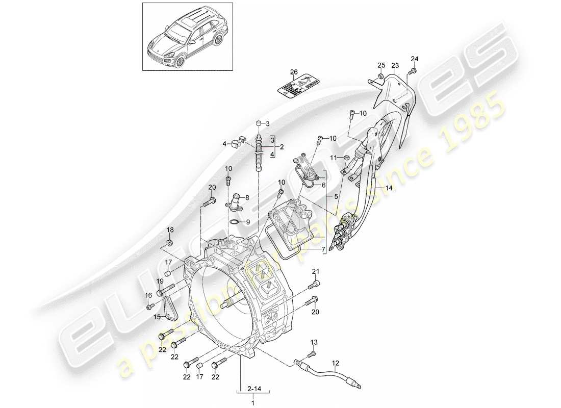 porsche cayenne e2 (2017) traction motor for elec. drive part diagram