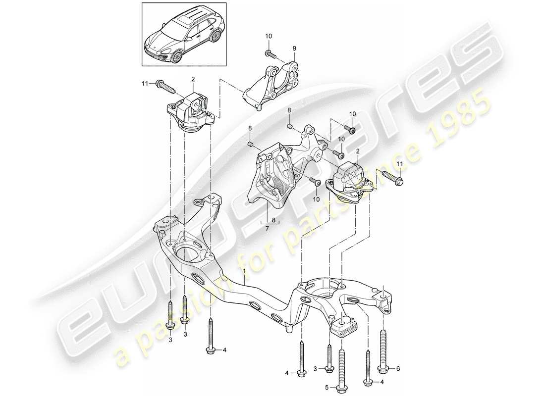 porsche cayenne e2 (2017) engine lifting tackle part diagram