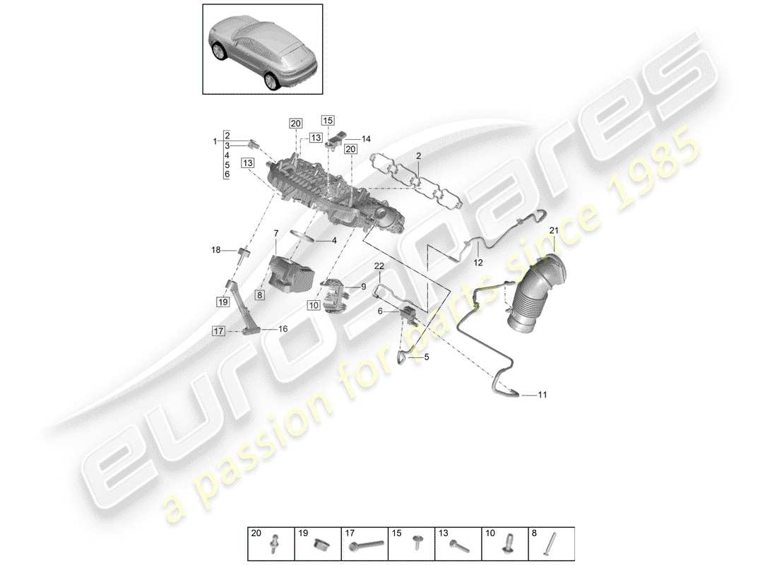 porsche macan (2019) intake air distributor part diagram