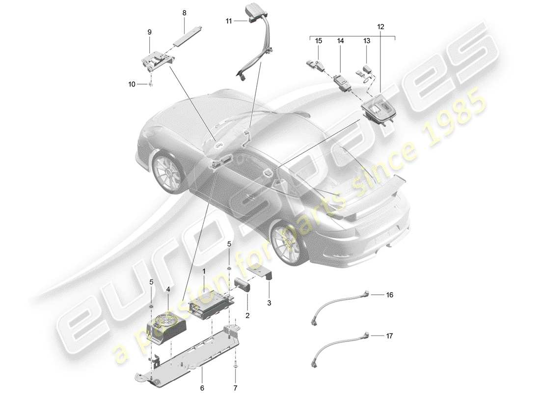 porsche 991r/gt3/rs (2020) for vehicles with telephone part diagram