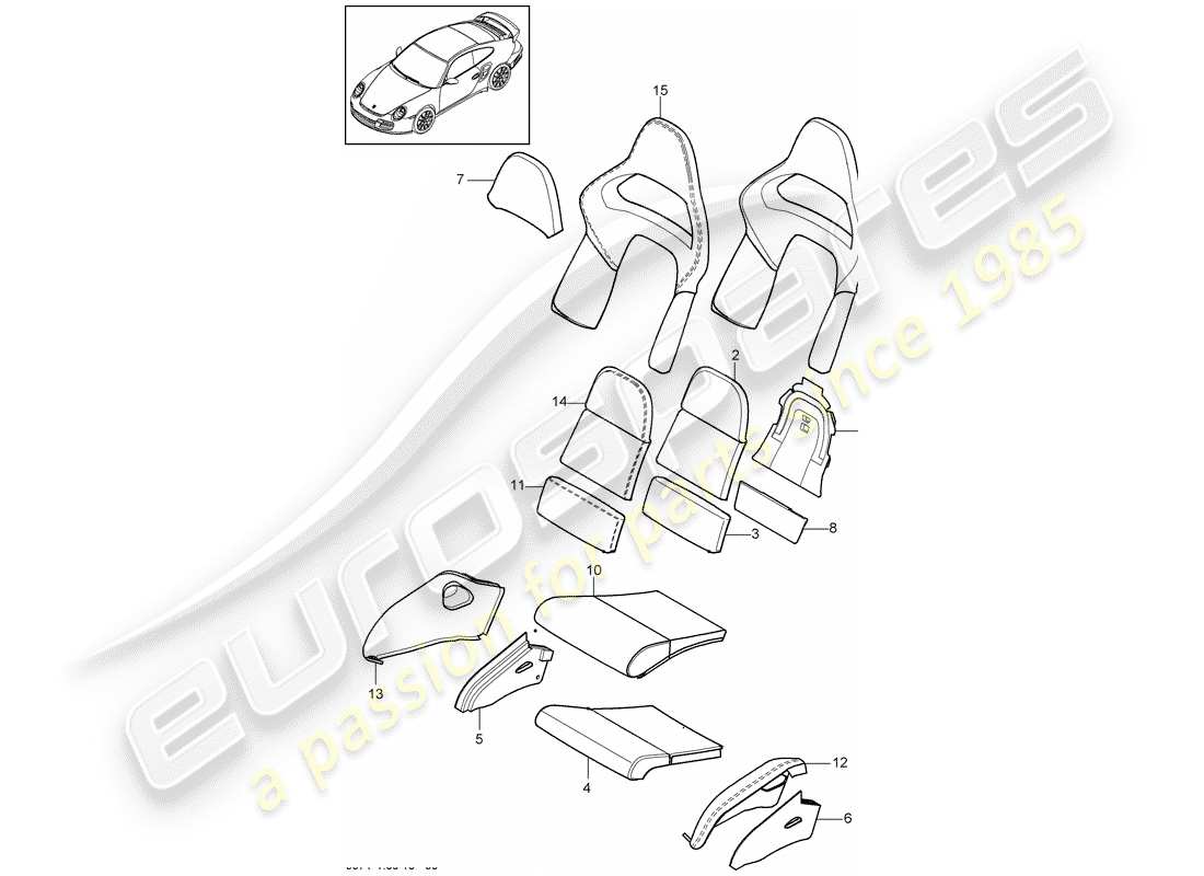 porsche 911 t/gt2rs (2011) foam part part diagram