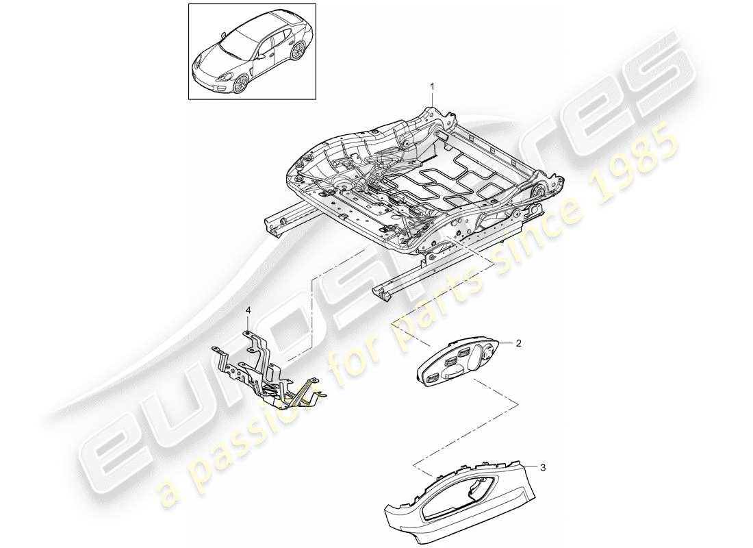 porsche panamera 970 (2013) seat frame part diagram