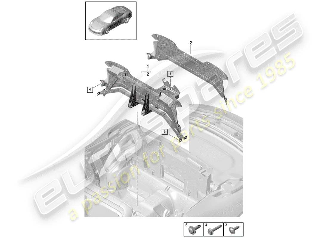 porsche 991r/gt3/rs (2020) cross member part diagram