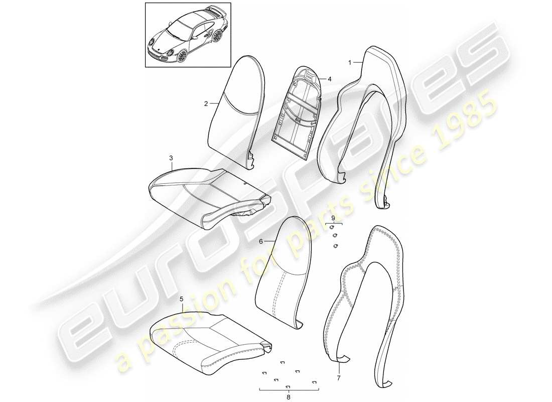 porsche 911 t/gt2rs (2012) foam part part diagram