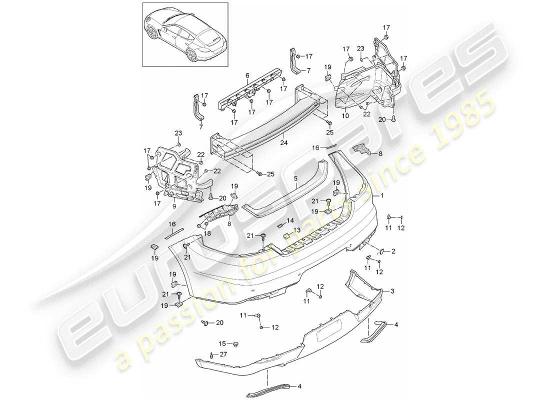 porsche panamera 970 (2010) bumper part diagram