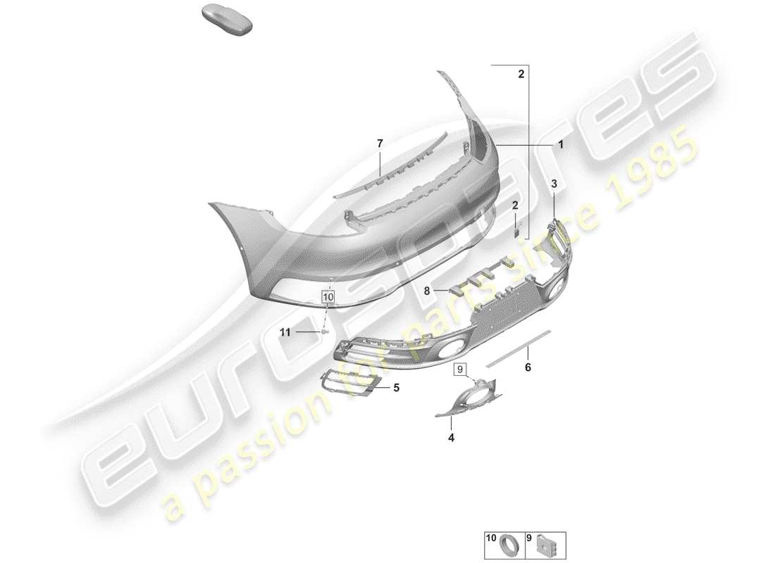 porsche 2020 bumper part diagram