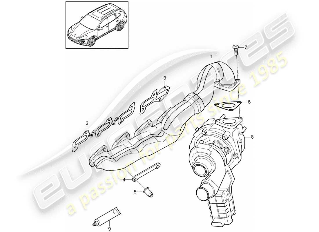 porsche cayenne e2 (2017) exhaust system part diagram