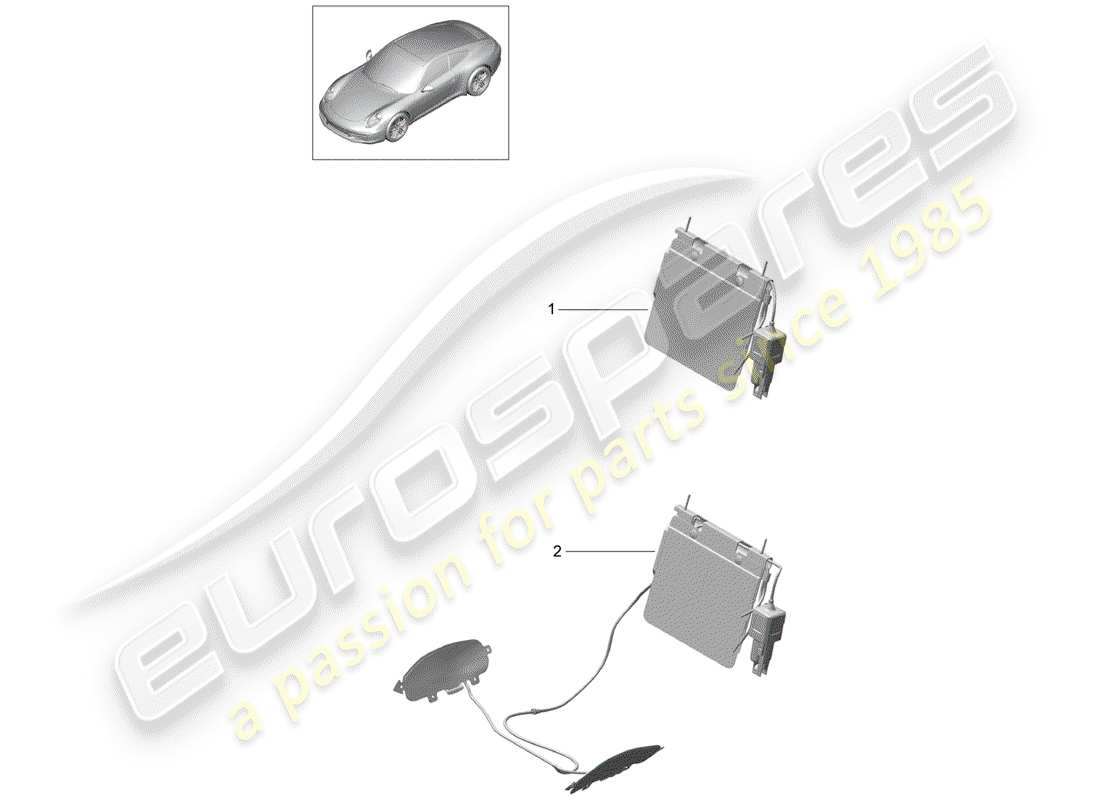 porsche 991 (2014) lumbar support part diagram