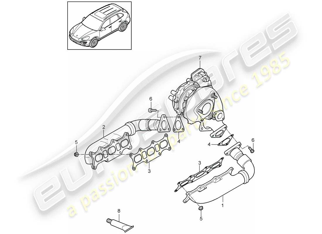 porsche cayenne e2 (2017) exhaust system part diagram